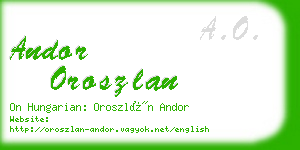 andor oroszlan business card